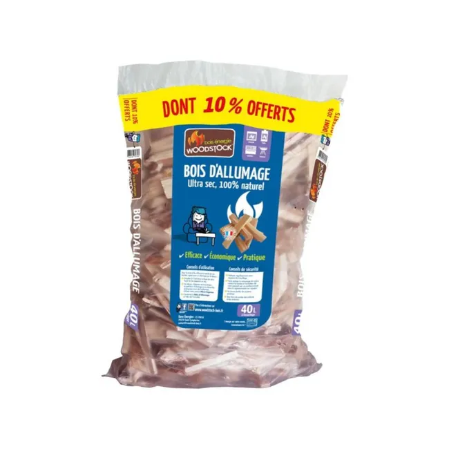 Bois d'allumage WOODSTOCK, sac 40 litres + 10%; L10